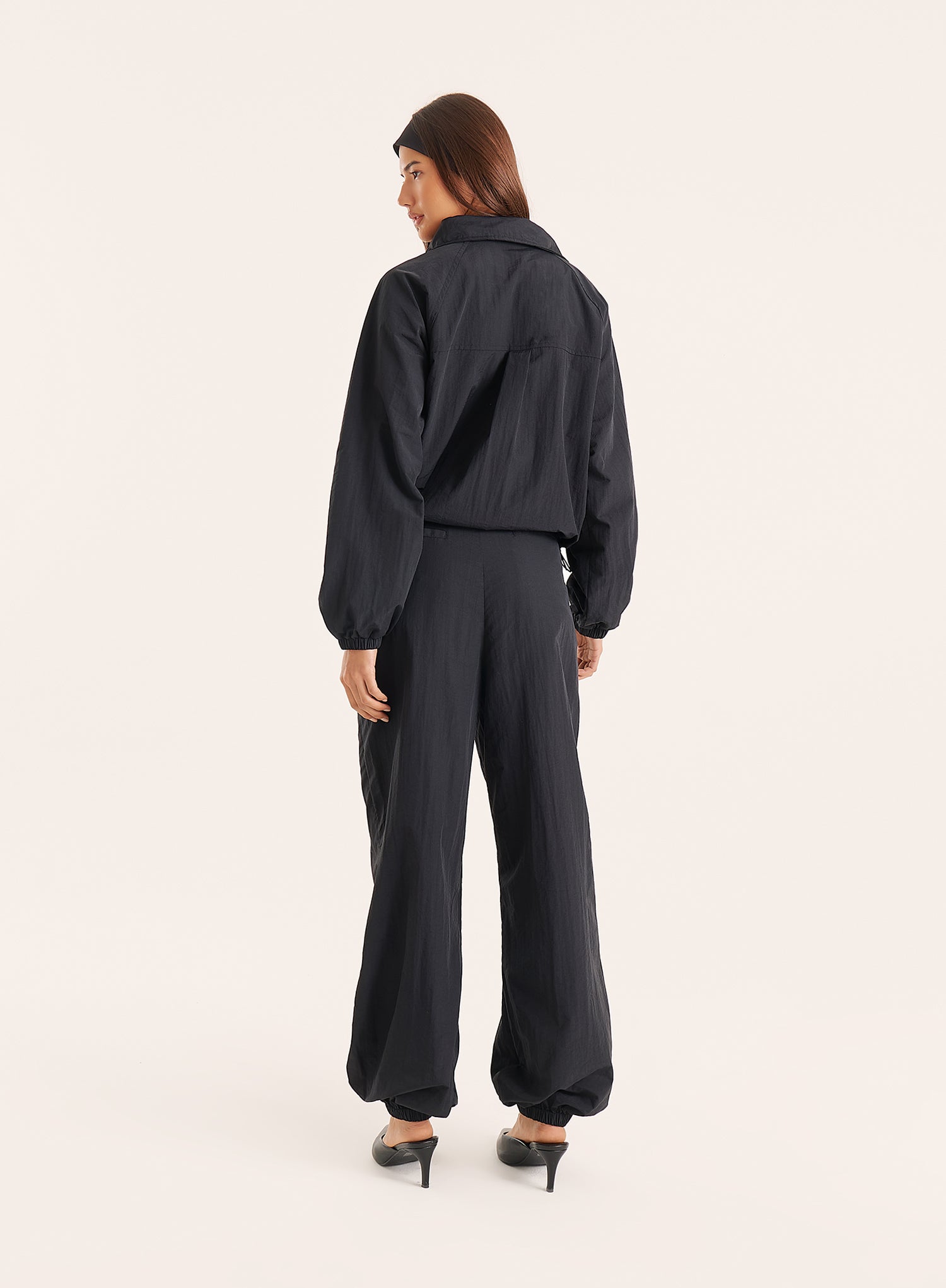 Black Balloon Leg Parachute Joggers